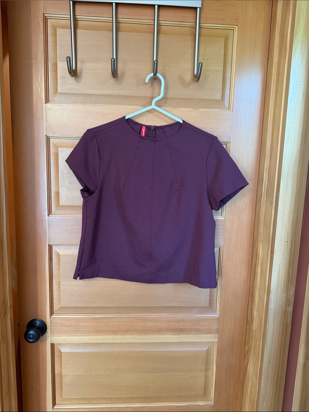 SPANX Short Sleeve Round Neck Top in Plum